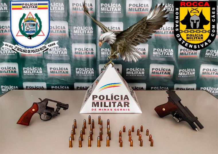 Polícia Militar apreende duas armas de fogo durante ocorrência de crime de ameaça em Sete Lagoas