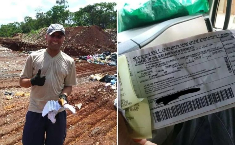 Gari paga boleto após encontrá-lo em lixão junto com dinheiro em Papagaios 