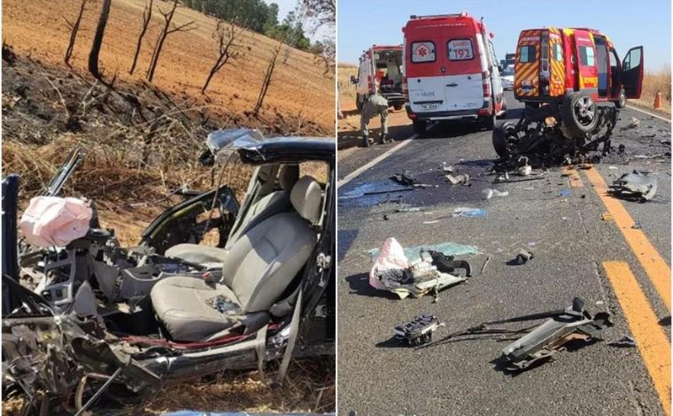 Acidente envolvendo dois carros mata sete pessoas, entre elas duas crianças, em Goiás