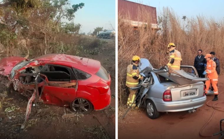 Motoristas morrem em grave acidente envolvendo dois carros na BR-452, em MG