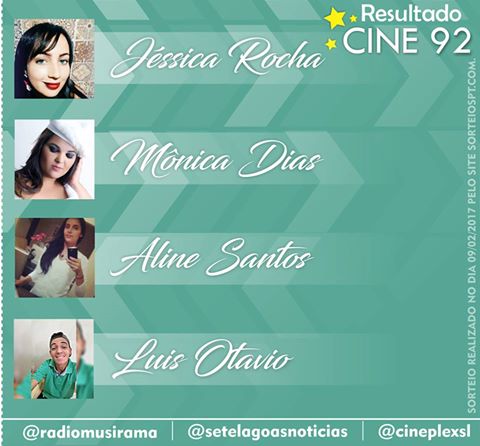 Confira os ganhadores da semana na Promoção Cine 92