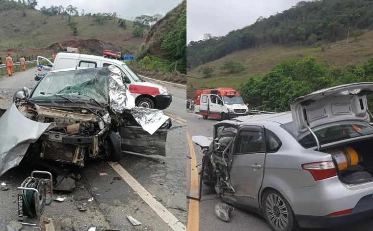 Acidente envolvendo três veículos deixa um morto e dois feridos na BR-458, em MG