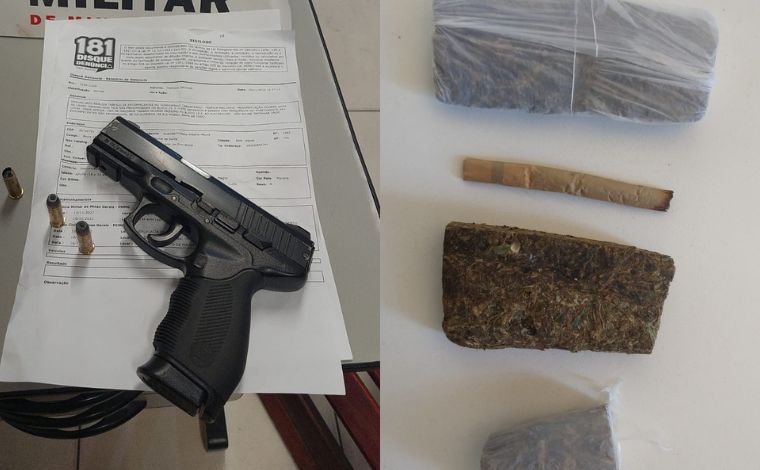 PM apreende drogas e replica de arma de fogo em Sete Lagoas; duas pessoas foram presas
