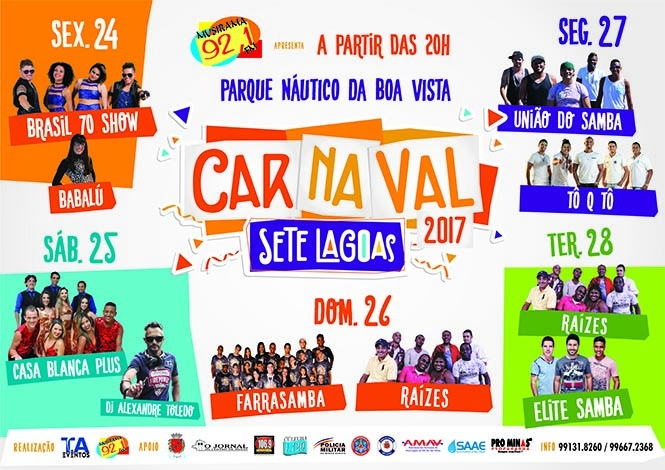 Veja a programação do Carnaval em Sete Lagoas e cidades da região