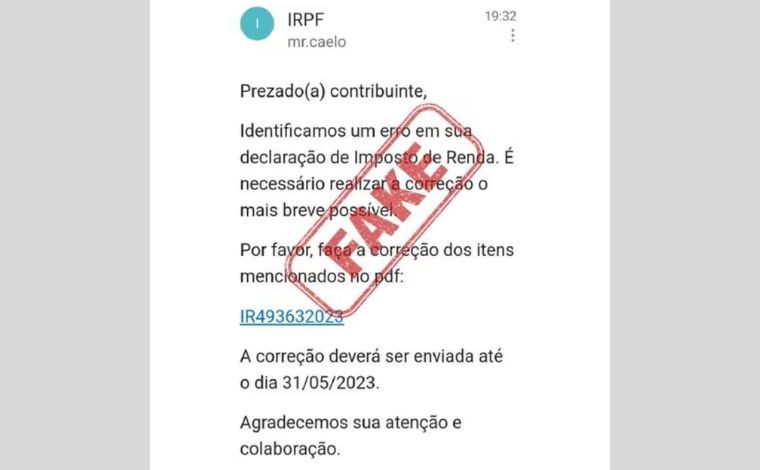 Receita Federal emite alerta sobre golpe do Imposto de Renda por e-mail