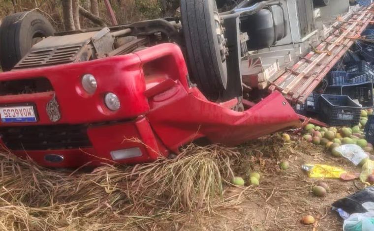 Motorista morre após caminhão com manga tombar na rodovia MGC-135