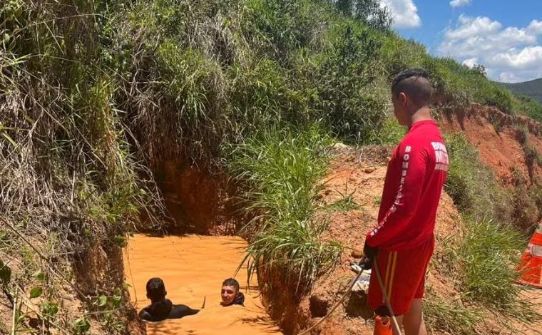 Cavalo cai em bueiro aberto e fica apenas com as patas traseiras para fora  - Gerais - Estado de Minas