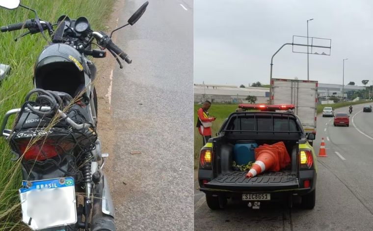 Passageiro de moto de app fica ferido em acidente na Via Expressa; condutor não tinha CNH