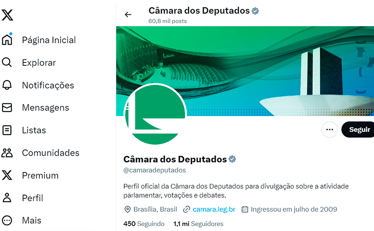 Perfil da Câmara dos Deputados no X é invadido e post chama ministro de “ditador”