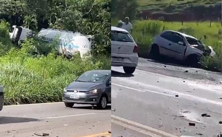Vídeo: Batida frontal entre carro e carreta deixa um morto na BR-381, na Grande BH