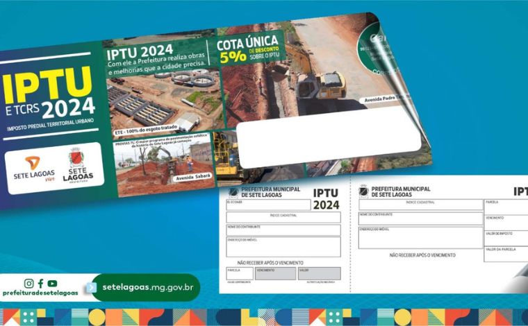IPTU 2024: guia de pagamento é distribuída em Sete Lagoas e desconto de 5% vai até 15 de maio