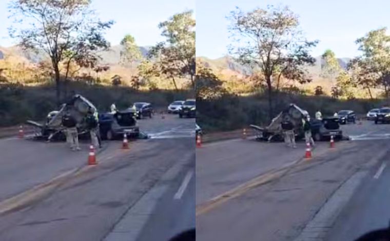 Duas pessoas morrem e uma fica ferida em acidente no Viaduto das Almas, na BR-040