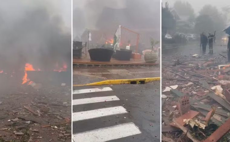 Vídeo: Avião de pequeno porte cai no centro de Gramado e deixa nove mortos