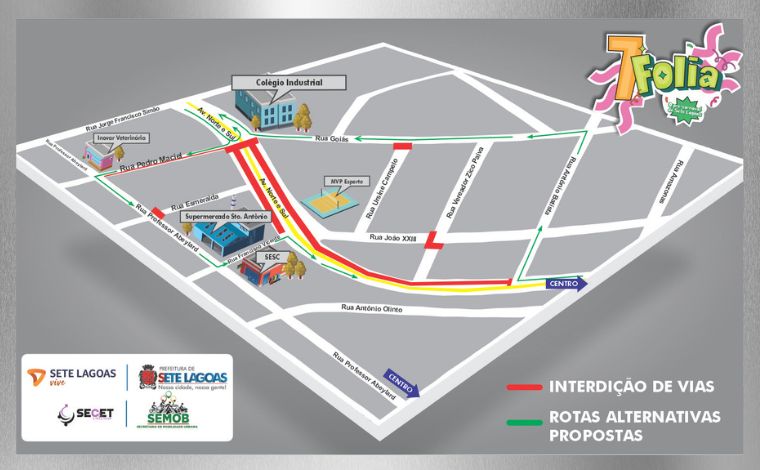 Trânsito sofrerá alterações em Sete Lagoas para a realização do 7Folia; veja mudanças 