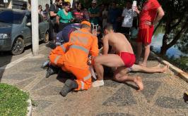 Bombeiros resgatam homem de afogamento na Lagoa Paulino, em Sete Lagoas