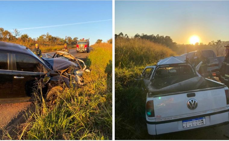 Casal morre após colisão entre picape e caminhonete na BR-365, em MG