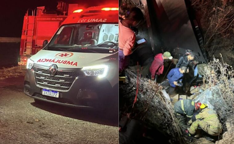 Mulher morre após capotamento de caminhão na BR-251, em MG; homem e criança ficam feridos