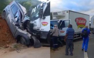 Três pessoas morrem em colisão entre carro e caminhão na BR-381, em MG