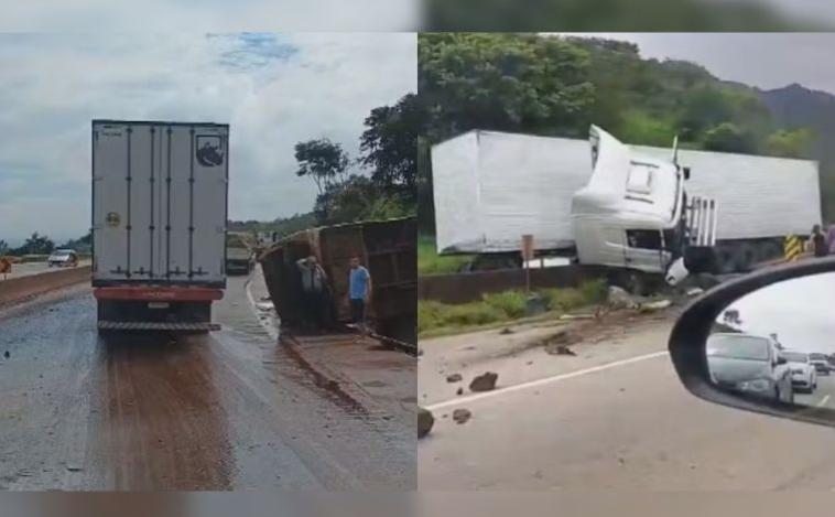 Acidente entre ônibus, carreta e caminhão deixa feridos na Grande BH