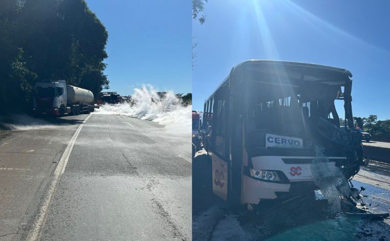 Vídeo: Acidente na BR-381 deixa motorista morto e causa vazamento de nitrogênio