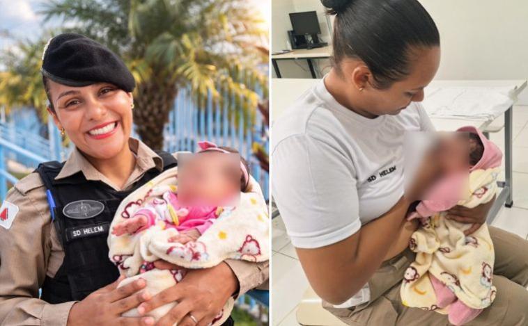 Recém-nascida é resgatada de bueiro e amamentada por policial militar na Grande BH