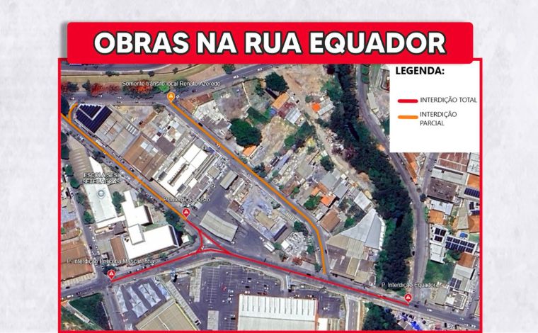 Foto: DivulgaÃ§Ã£o/PMSl - Durante a execuÃ§Ã£o dos serviÃ§os, o trÃ¢nsito no local sofre alteraÃ§Ãµes, com interdiÃ§Ãµes totais e parciais. O acesso estÃ¡ permitido apenas para moradores e veÃ­culos com destino Ã  Ã¡rea interditada