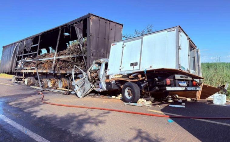 Pai e filho morrem após colisão entre caminhonete e caminhão na MG-428