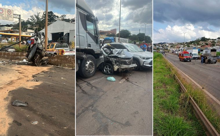 Vídeo: Carreta desgovernada atinge 13 veículos e interdita Anel Rodoviário de BH