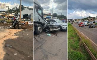 Vídeo: Carreta desgovernada atinge 13 veículos e interdita Anel Rodoviário de BH