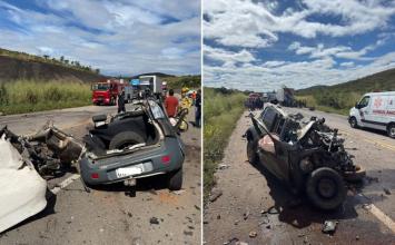 Homem mata companheira a facadas e morre em acidente com caminhão na BR-116, em MG