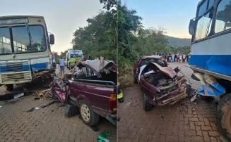 Mulher morre e motorista fica ferido após colisão entre carro e ônibus no interior de Minas