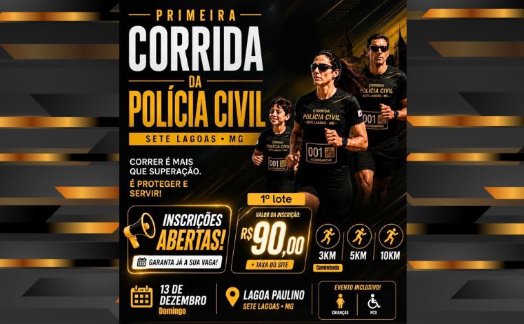 Inscrições para 1ª Corrida da Polícia Civil de Sete Lagoas já estão abertas