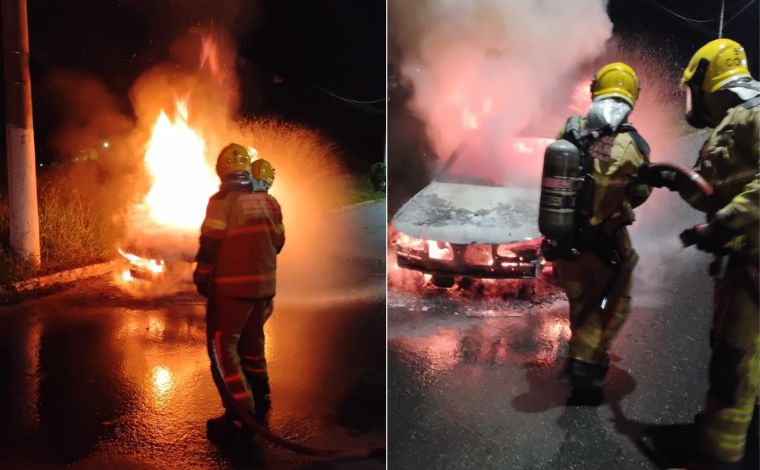Vídeo: Carro é destruído por incêndio na Avenida Prefeito Alberto Moura, em Sete Lagoas