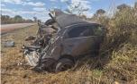 Motorista fica ferido após carro capotar e bater em barranco na AMG-0105, em Prudente de Morais