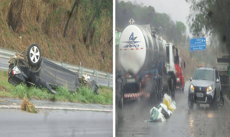 Chuva forte provoca acidentes na MG 424