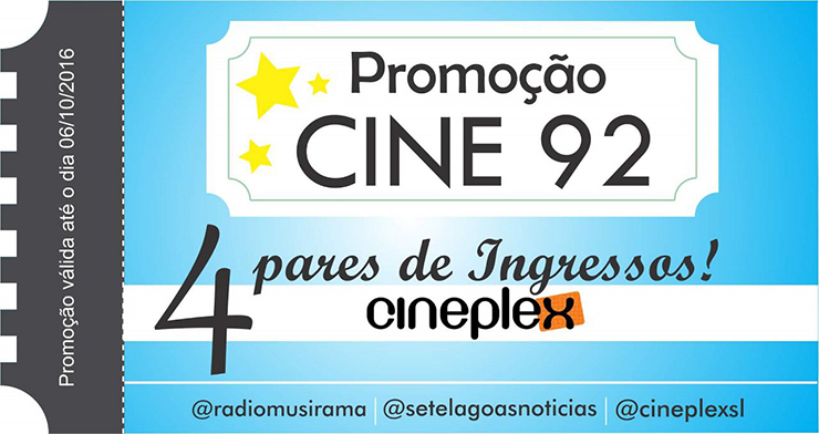 Veja os ganhadores da semana na Promoção Cine 92