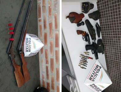 Polícia faz apreensão de armas e munição em Pompéu