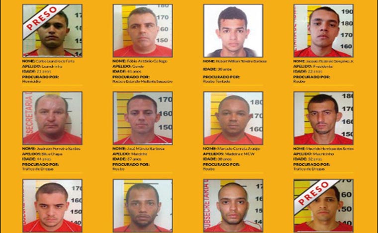 Foto: DivulgaÃ§Ã£o - Lista tem nomes e fotos de bandidos envolvidos em diversos crimes no estado; Pelo Disque DenÃºncia 181, denunciante nÃ£o precisa se identificar