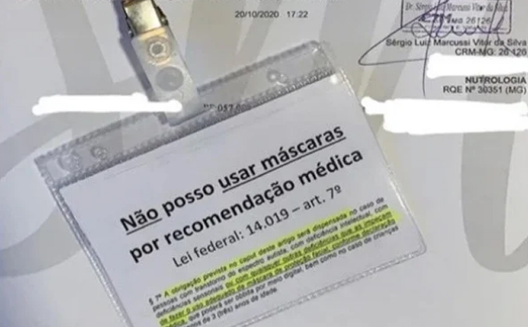 Médico faz publicações em redes sociais fornecendo atestados para evitar o uso de máscaras