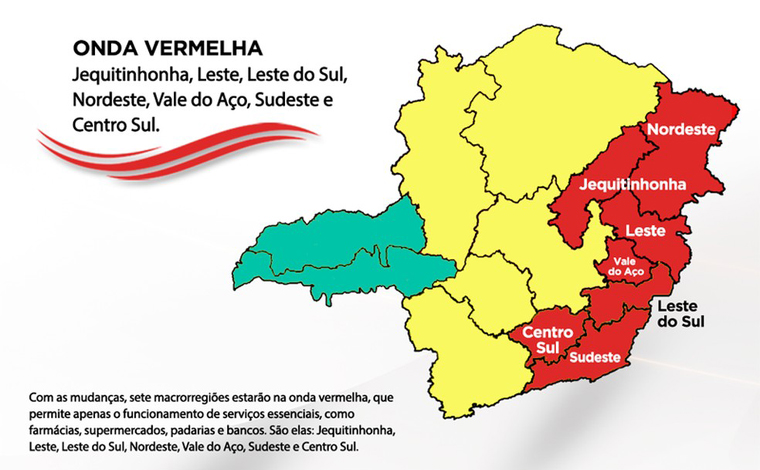 Minas Consciente: macrorregião de saúde Centro-Sul regride para onda vermelha do programa