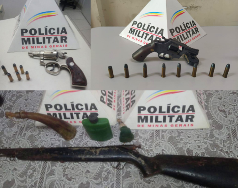 PM apreende 3 armas de fogo neste final de semana em Prudente de Morais e Pedro Leopoldo