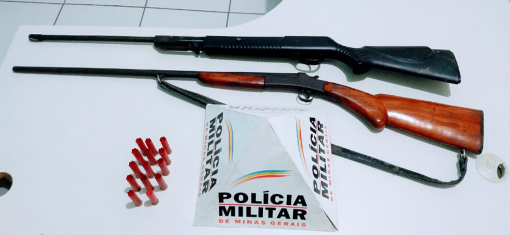 PM apreende duas armas de fogo na cidade de Baldim; proprietário não foi localizado