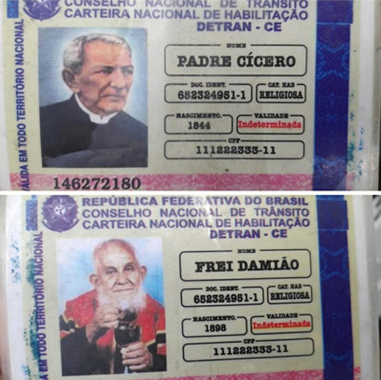 Homem é parado em blitz e apresenta ‘carteira de habilitação’ de Padre Cícero e Frei Damião