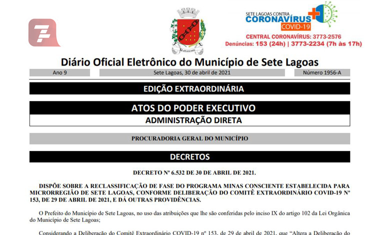 Novo decreto municipal regulamenta funcionamento da onda vermelha em Sete Lagoas