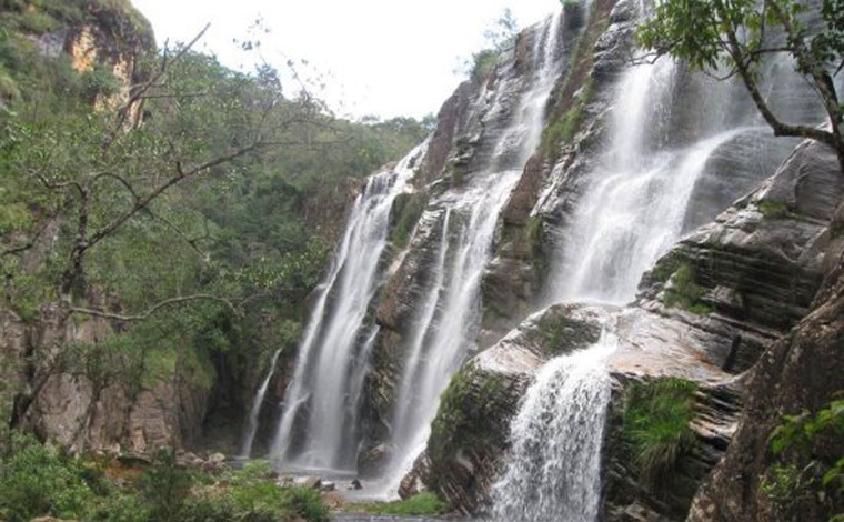 Foto: ReproduÃ§Ã£o - Para tentar escapar das abelhas, a mulher pulou de uma altura de trÃªs metros, dentro da cachoeira. Foi entÃ£o, que seu namorado tambÃ©m pulou na Ã¡gua para tentar salva-la, mas, os dois acabaram se afogando