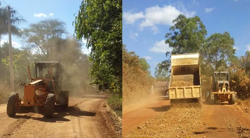 Foto: DivulgaÃ§Ã£o/PMSL - Estradas como as que ligam Sete Lagoas Ã  Fazenda Velha, Chacreamento VovÃ³ ClÃ©a e regiÃ£o, Fazenda Barreiro Alto sentido Fazendinhas Pai JosÃ©, Estiva/Silva Xavier e Morro Redondo, entre outras, estÃ£o recebendo os serviÃ§os