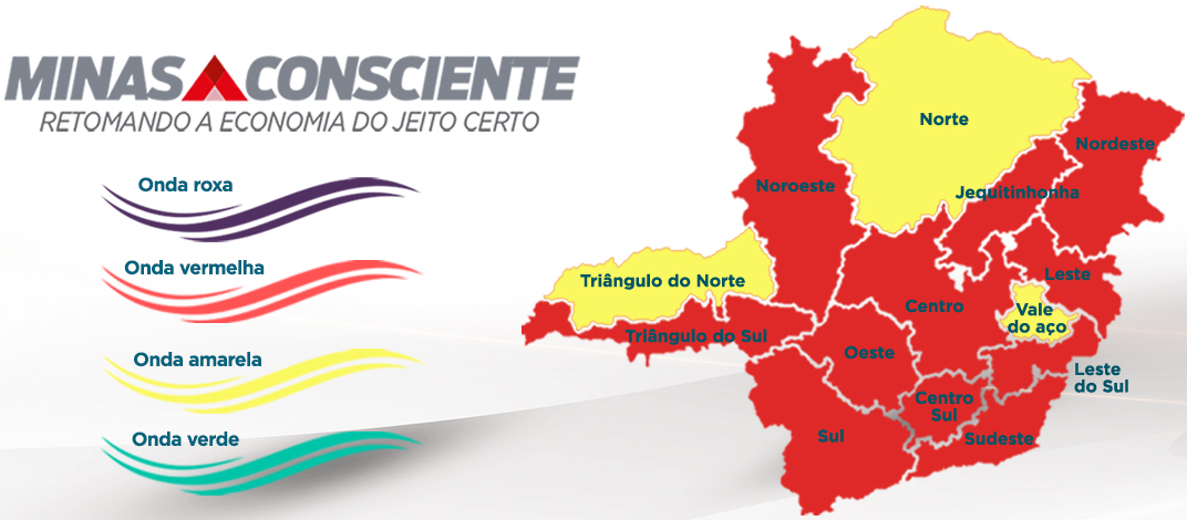 Minas Gerais adota mais restrições na onda vermelha para cinco macrorregiões do estado