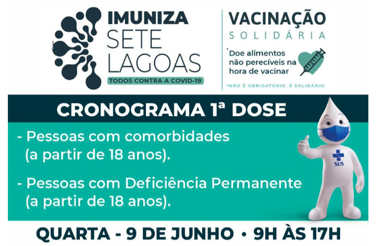 Sete Lagoas vacina pessoas com comorbidades e deficiência permanente a partir de 18 anos