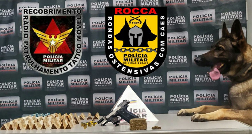 Foto: DivulgaÃ§Ã£o/PMMG - ApÃ³s rastreamento, os militares localizaram o veÃ­culo suspeito e realizaram abordagem ao condutor E.L.O.B. de 19 anos, e durante buscas no automÃ³vel encontraram um tablete de maconha